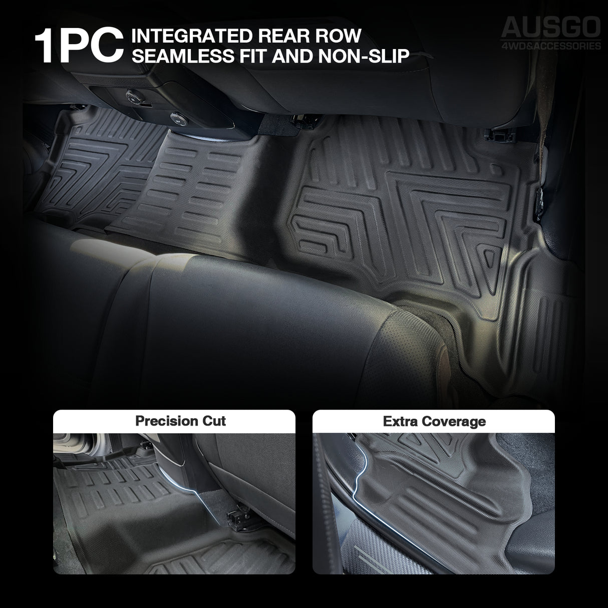 5D Moulded Floor Mats + Black Door Sill Protector for Ford Everest 2015-2022
