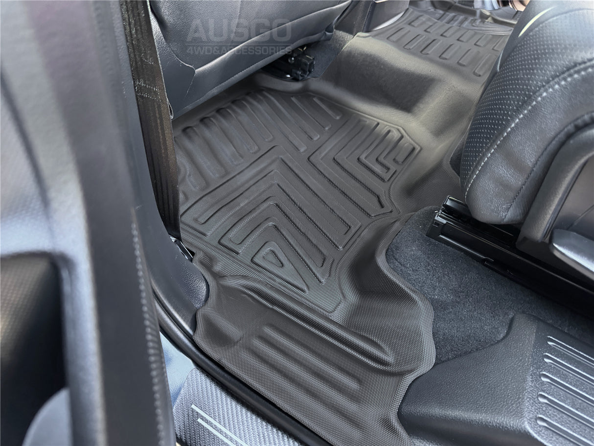 5D Moulded Floor Mats + Black Door Sill Protector for Ford Everest 2015-2022