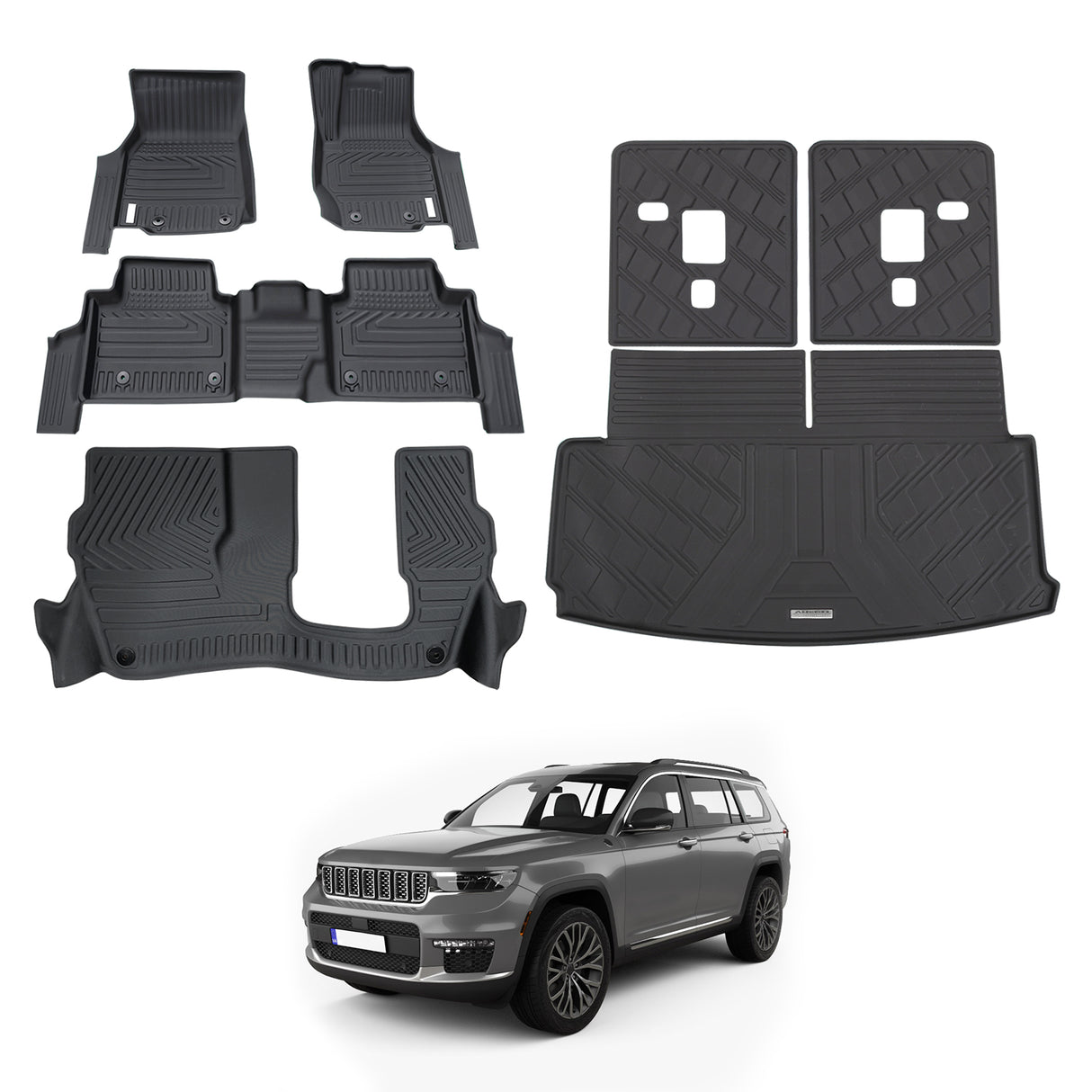 5D Car Floor Mats for Jeep Grand Cherokee L WL Series 7 Seats 2021-Onwards