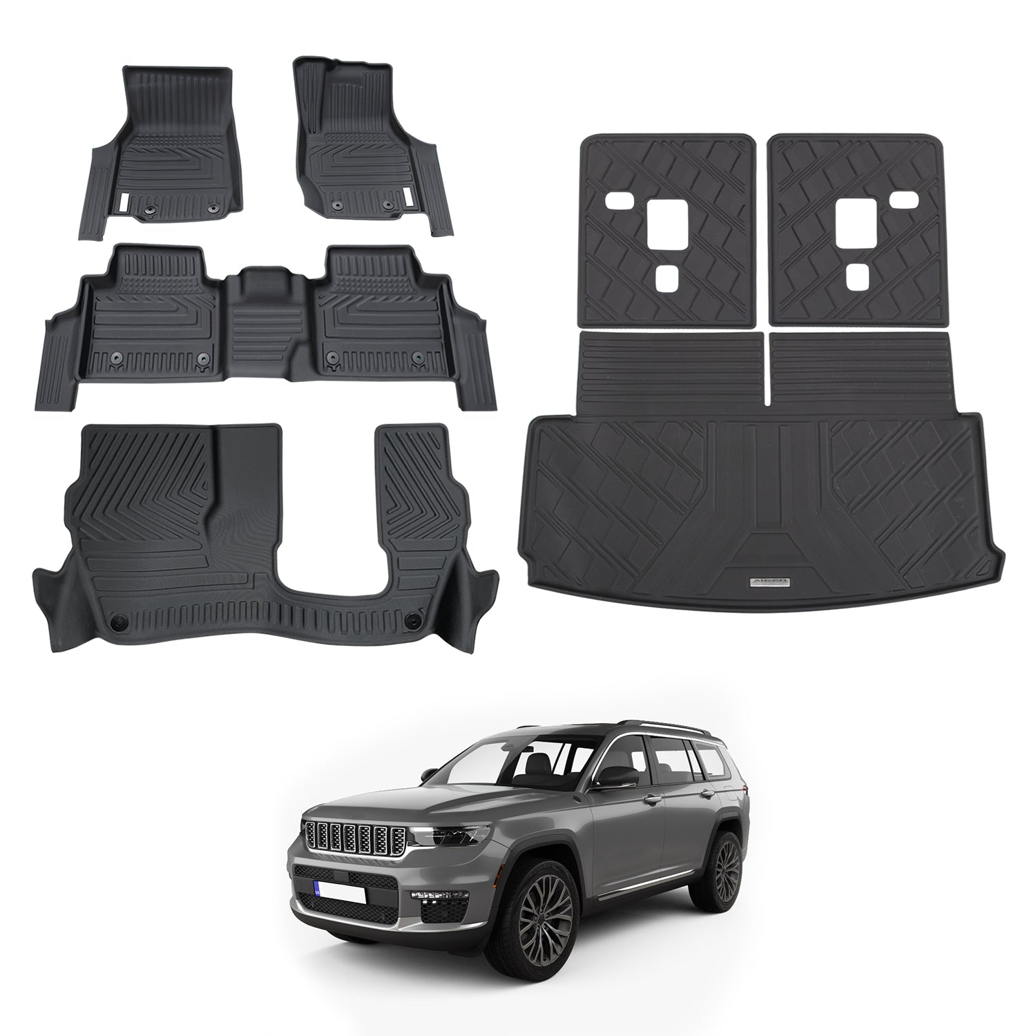 5D Car Floor Mats for Jeep Grand Cherokee L WL Series 7 Seats 2021-Onwards
