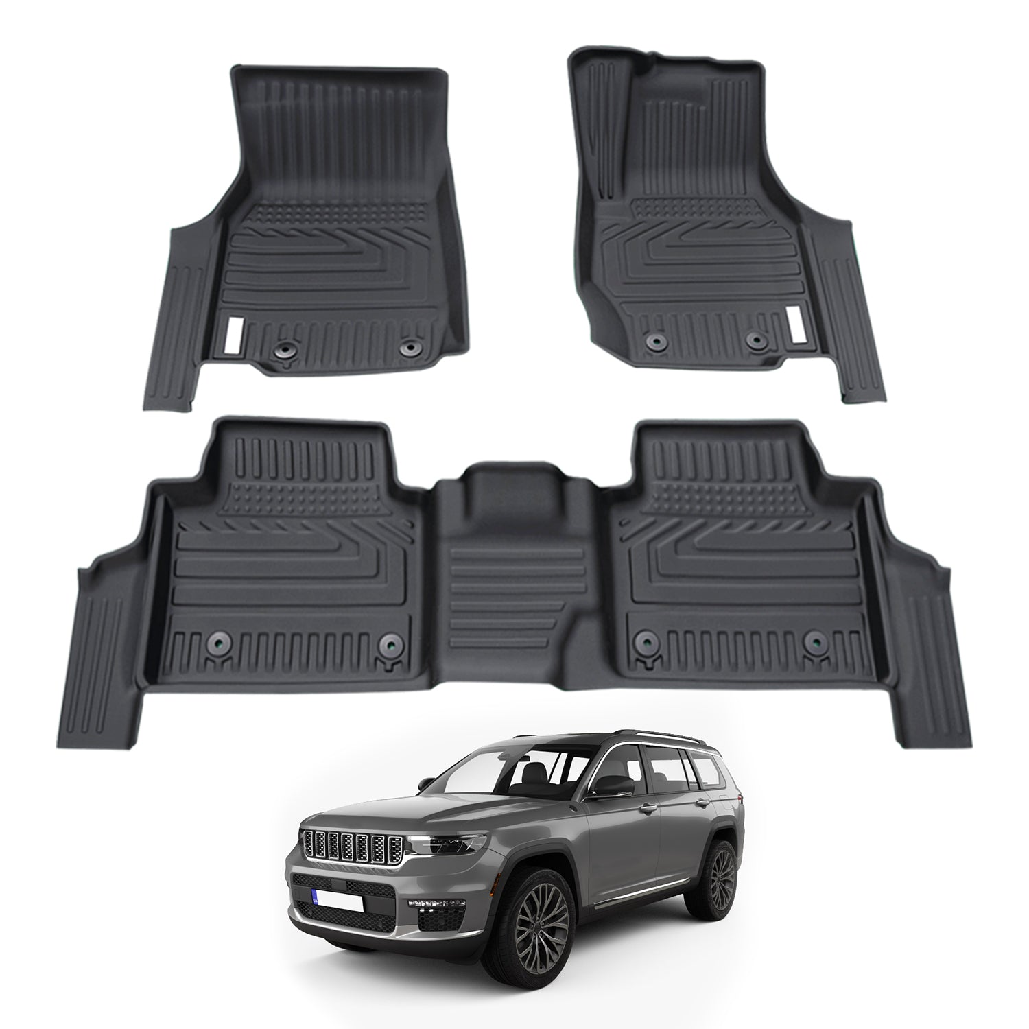 5D Car Floor Mats for Jeep Grand Cherokee L WL Series 7 Seats 2021-Onwards