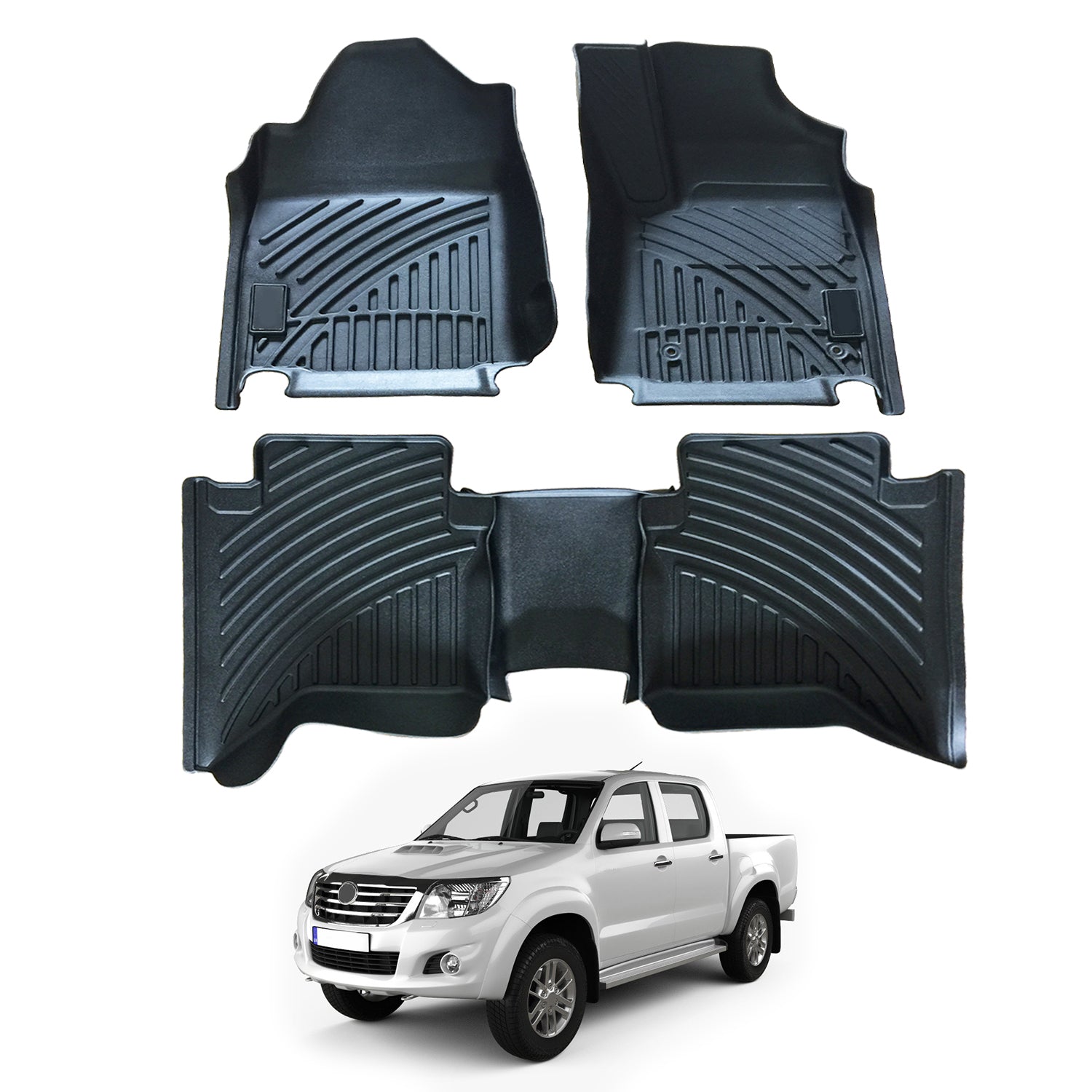 3D Floor Mats for Toyota Hilux Dual Cab 2015-2024 Auto Trans