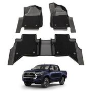 Double-Layer Car Floor Mats for Toyota Hilux Dual Cab 2015-2024 Auto Trans