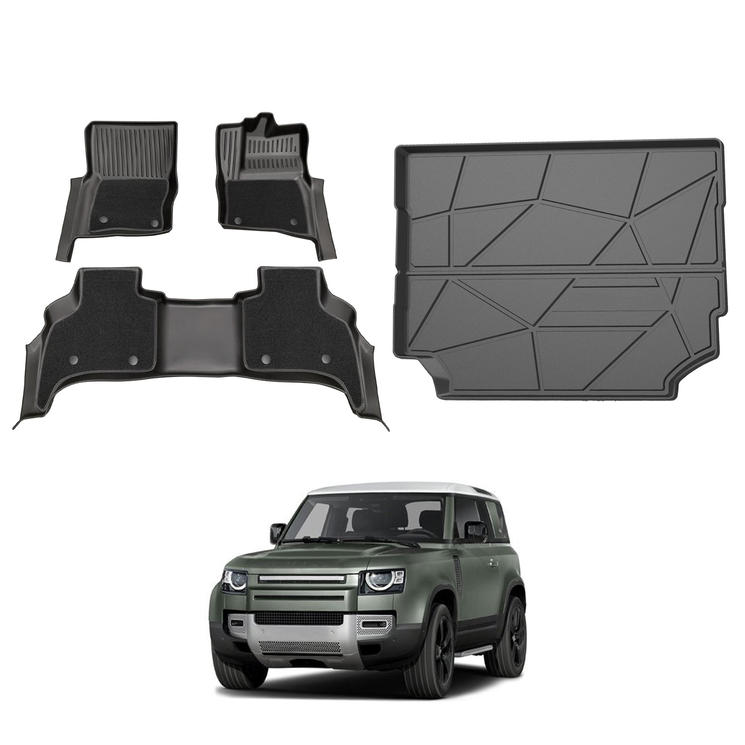 Double-Layer Car Floor Mats for Land Rover Defender L663 Series 110 5 Seats 2020-Onwards