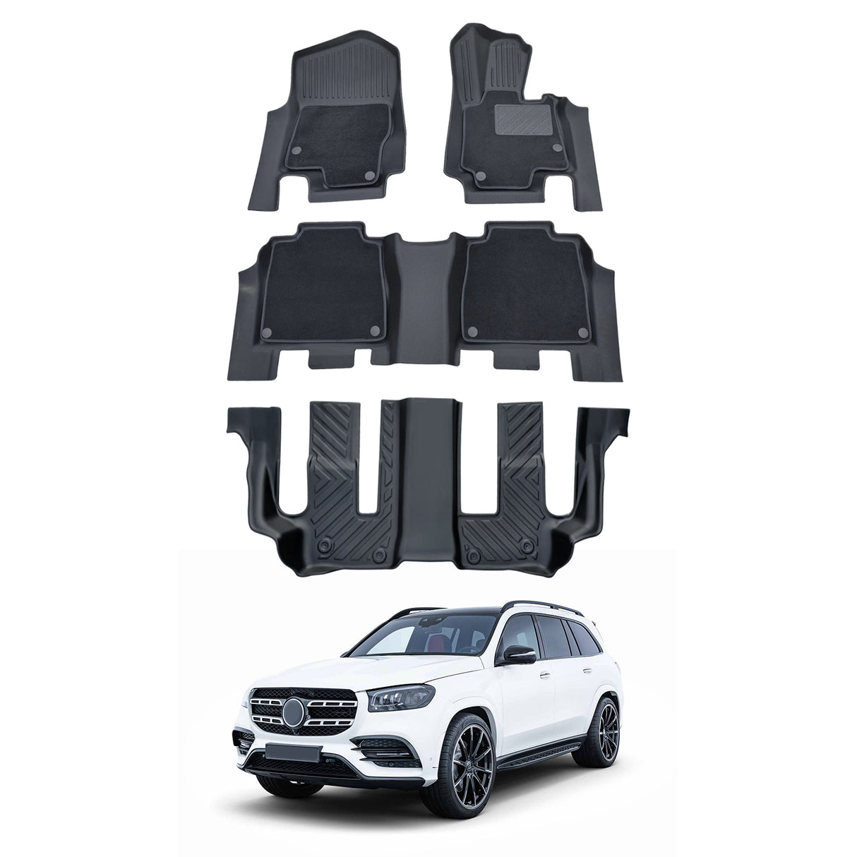 Double-Layer Car Floor Mats for Mercedes-Benz GLS-Class GLS Class X167 2019-Onwards