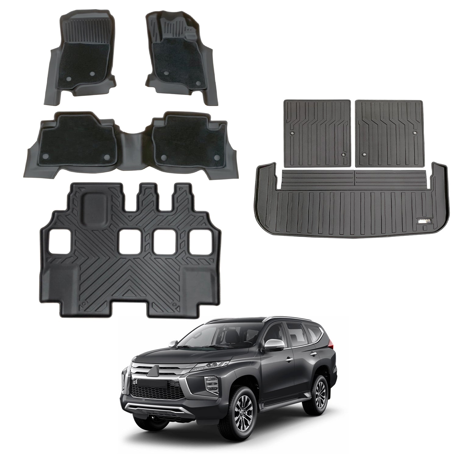 Double-Layer Car Floor Mats for Mitsubishi Pajero Sport 2015-Onwards