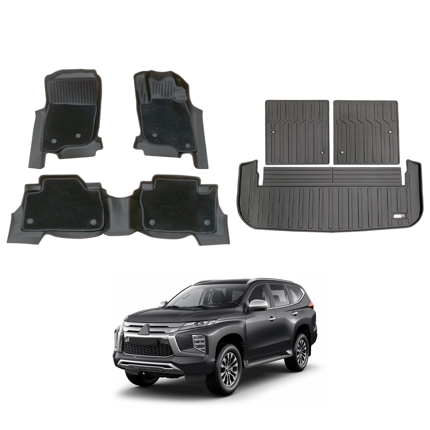 Double-Layer Car Floor Mats for Mitsubishi Pajero Sport 2015-Onwards