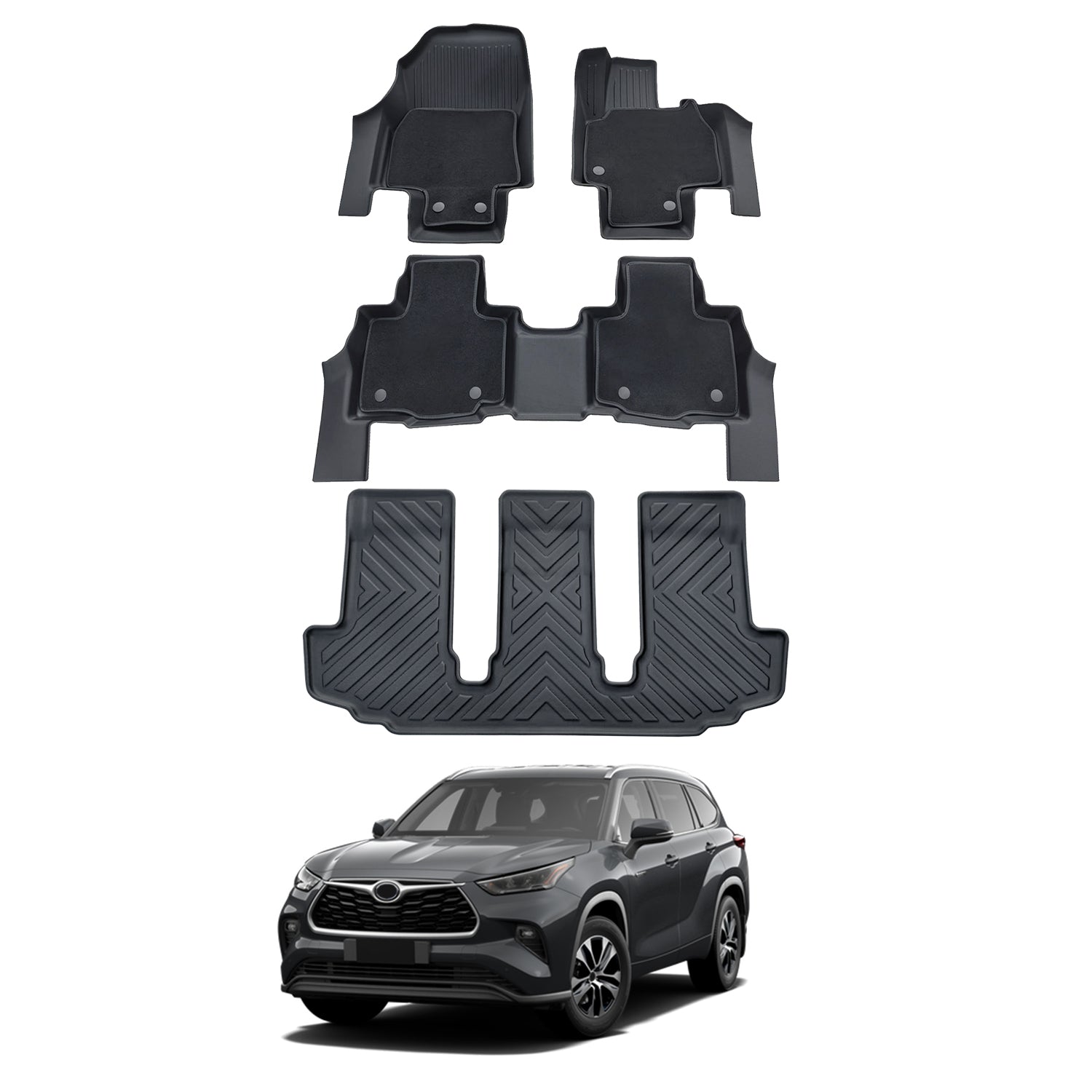 Double-Layer Car Floor Mats for Toyota Kluger 2021-Onwards