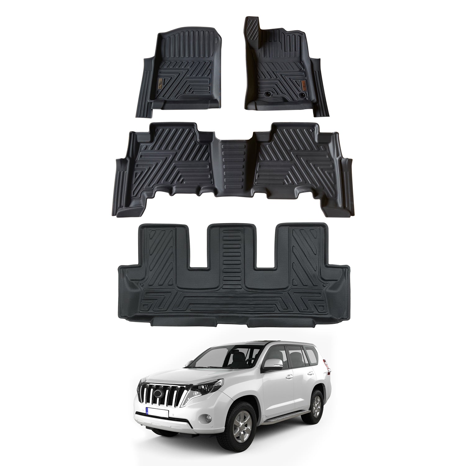 5D Car Floor Mats for Toyota LandCruiser Prado 150 Series 7 Seats 2009-Onwards