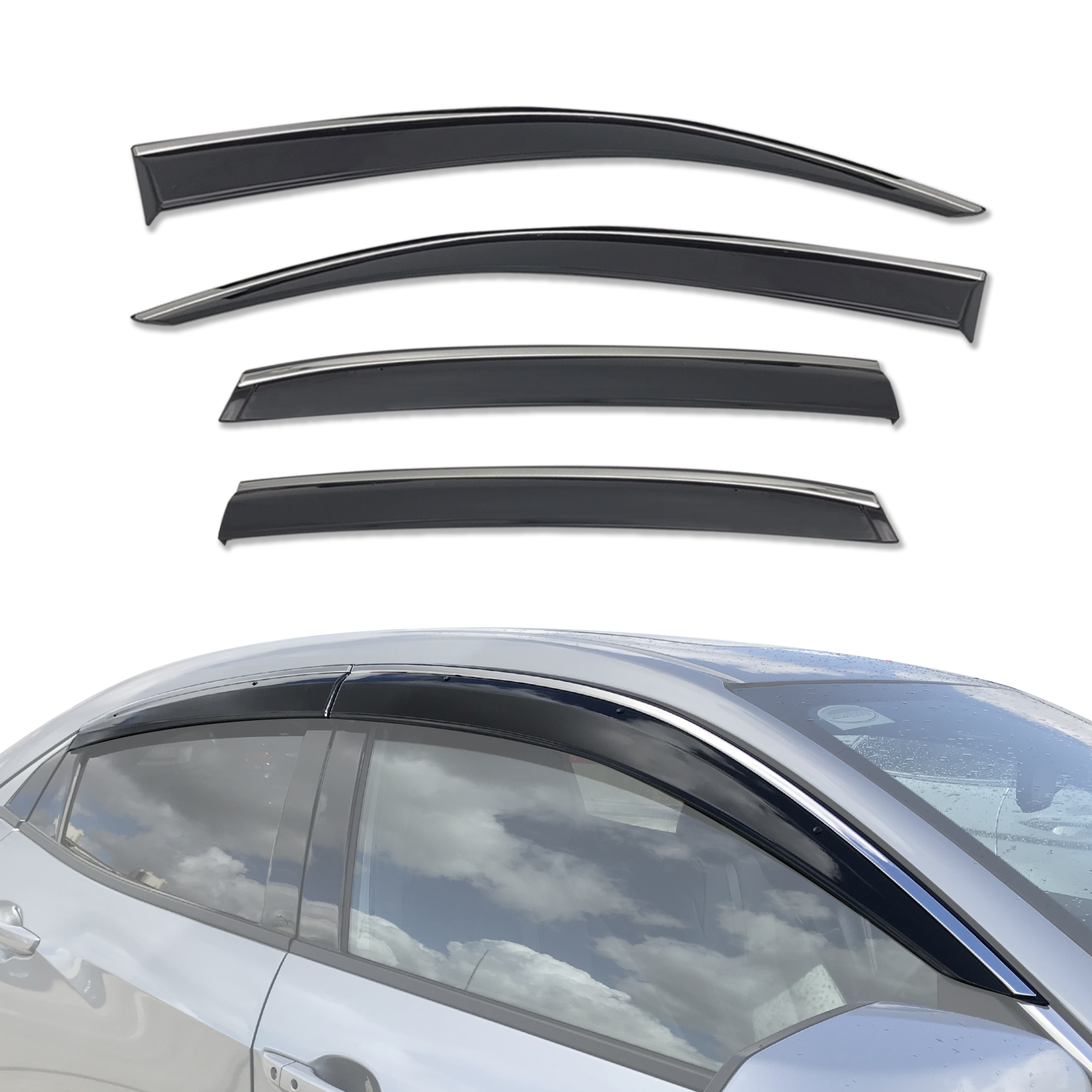 Stainless Trim Weather Shields for Honda Civic Hatch 10th 2017-2021