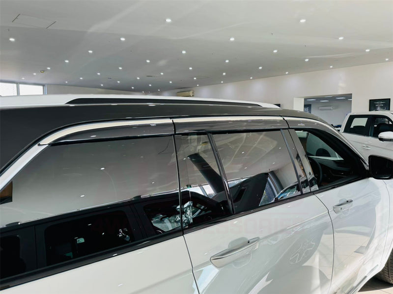 6PCS Injection Stainless Steel Weather Shields + Cargo Mat for Jeep Grand Cherokee WL Series 5 Seats 2022-Onwards Weathershields Window Visors Boot Mat Boot Liner