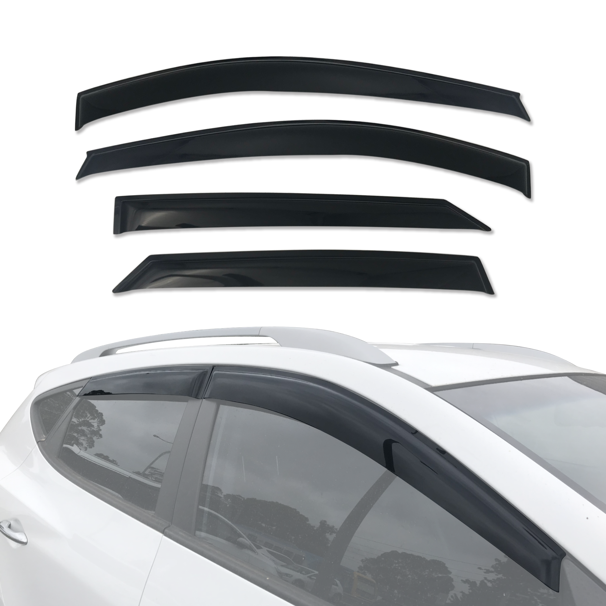 ClimAir Rear Window Wind Deflectors - Smoke Grey, For Hyundai Ix35 5-Door (2010-2014)
