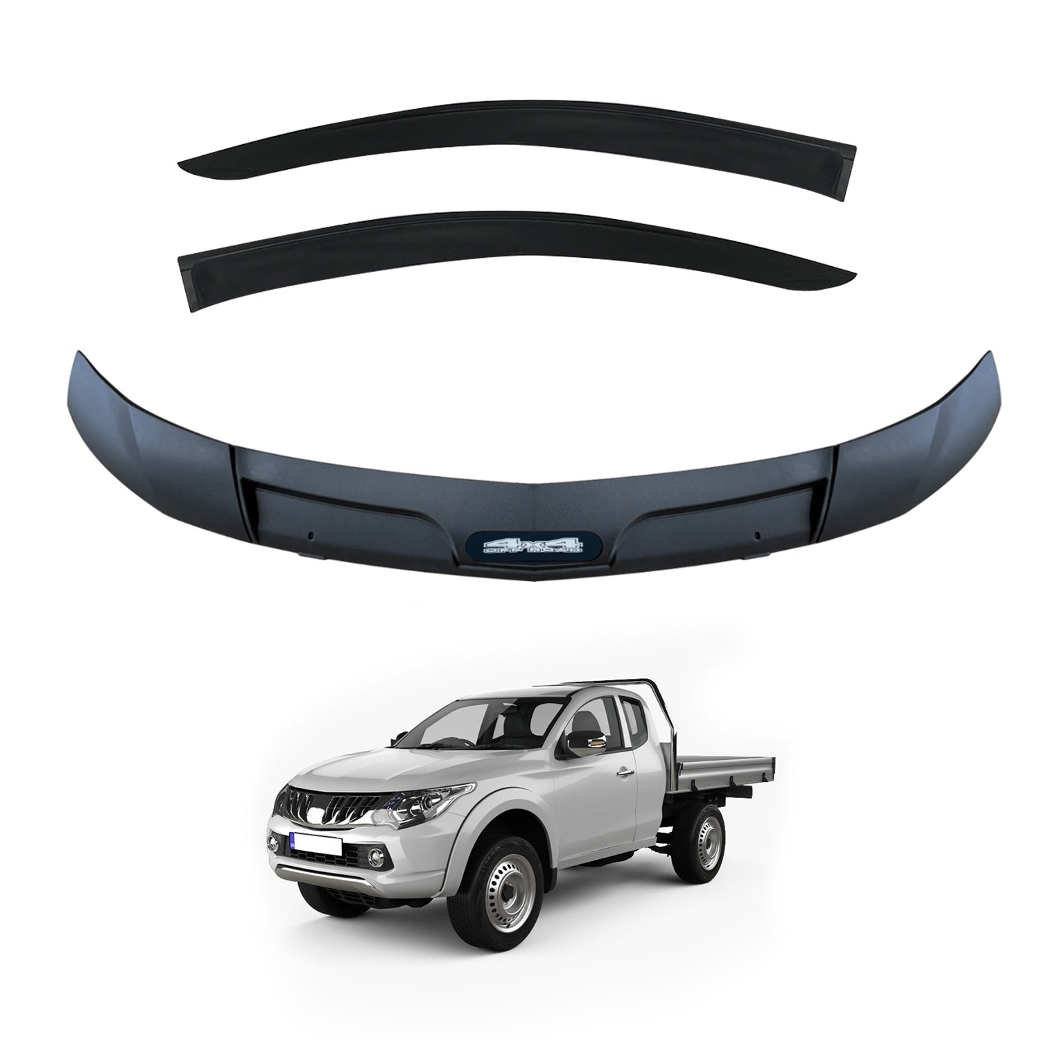 Weather Shields + Bonnet Protector for Mitsubishi Triton MQ Extra Cab 2015-2018