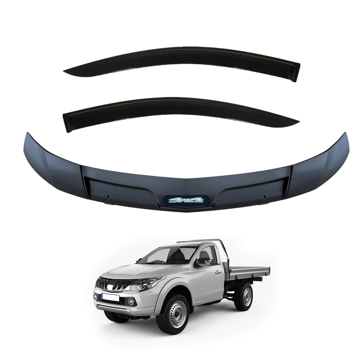 Weather Shields + Bonnet Protector for Mitsubishi Triton MQ Single Cab 2015-2018