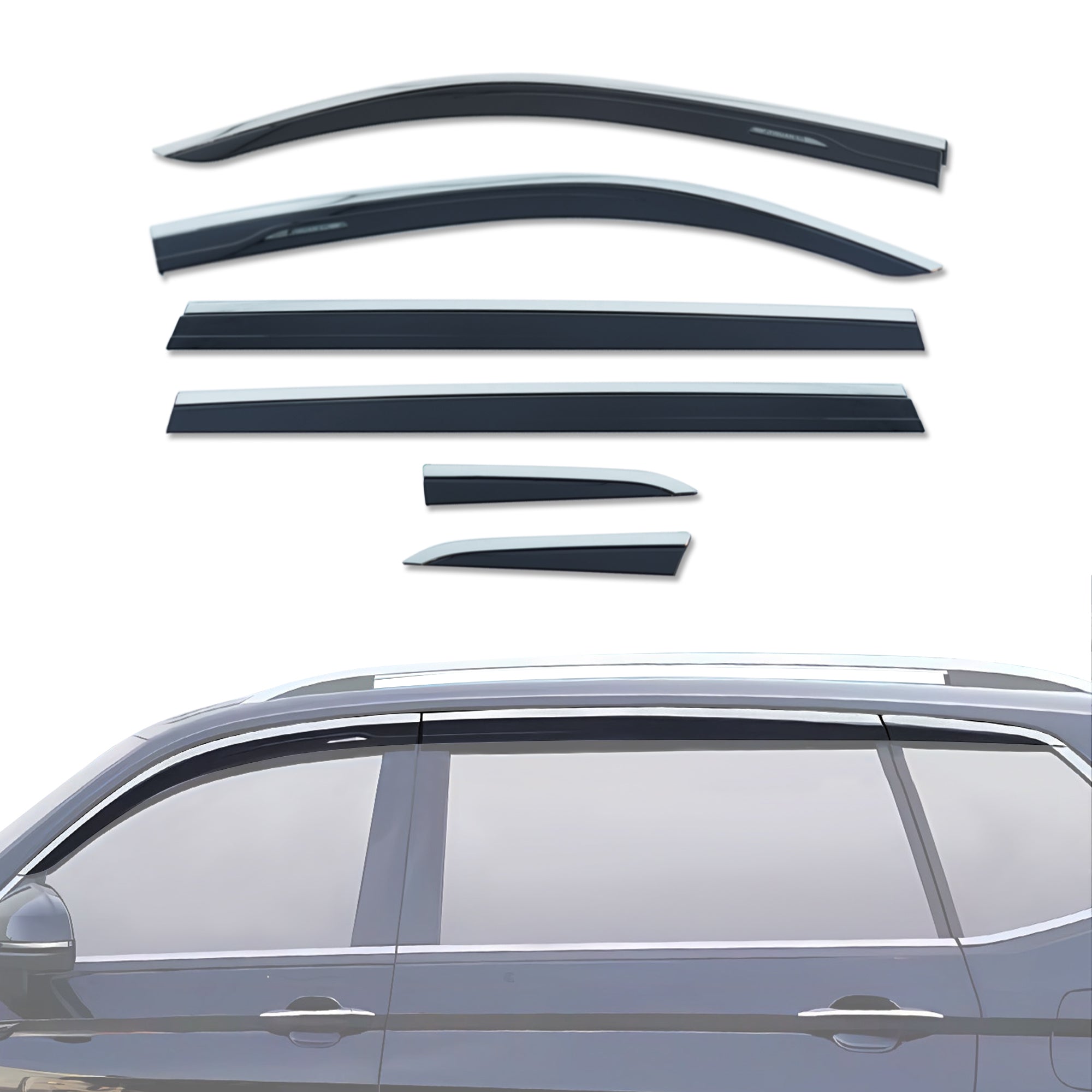 Zijwindschermen | Volkswagen | Tiguan Allspace 17-21 5d suv. / Tiguan Allspace 21- 5d suv. | achterportieren | ClimAir Smokegrey