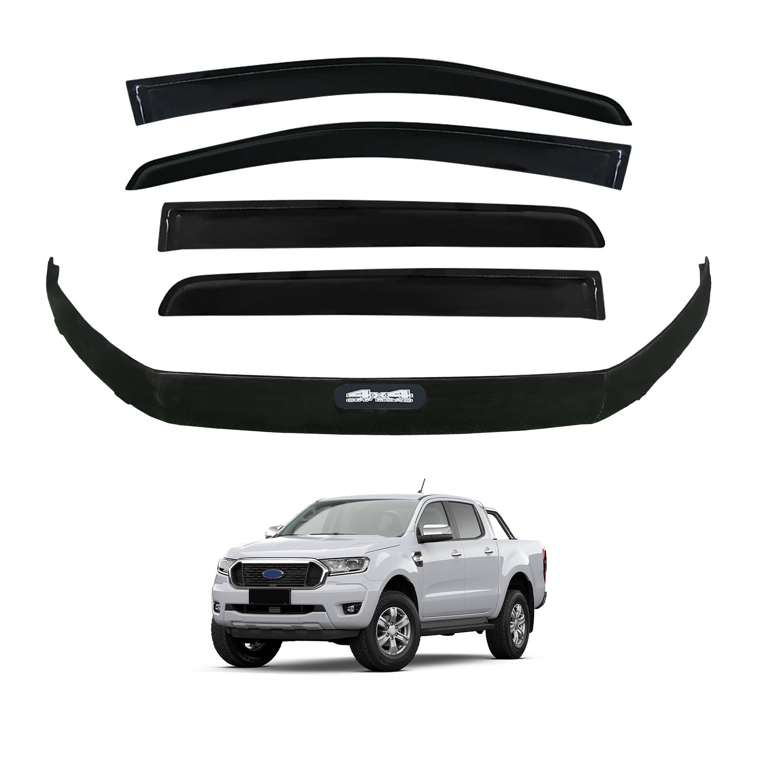Injection Weather Shields + Bonnet Protector for Ford Ranger Dual Cab 2016-2022