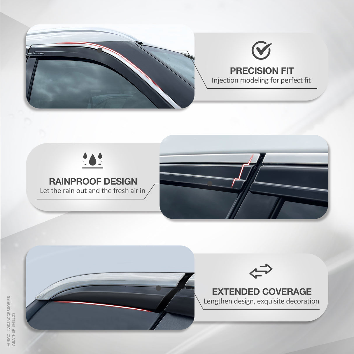 Stainless Trim Weather Shields for Jeep Grand Cherokee L WL 7 Seats 2021-Onwards