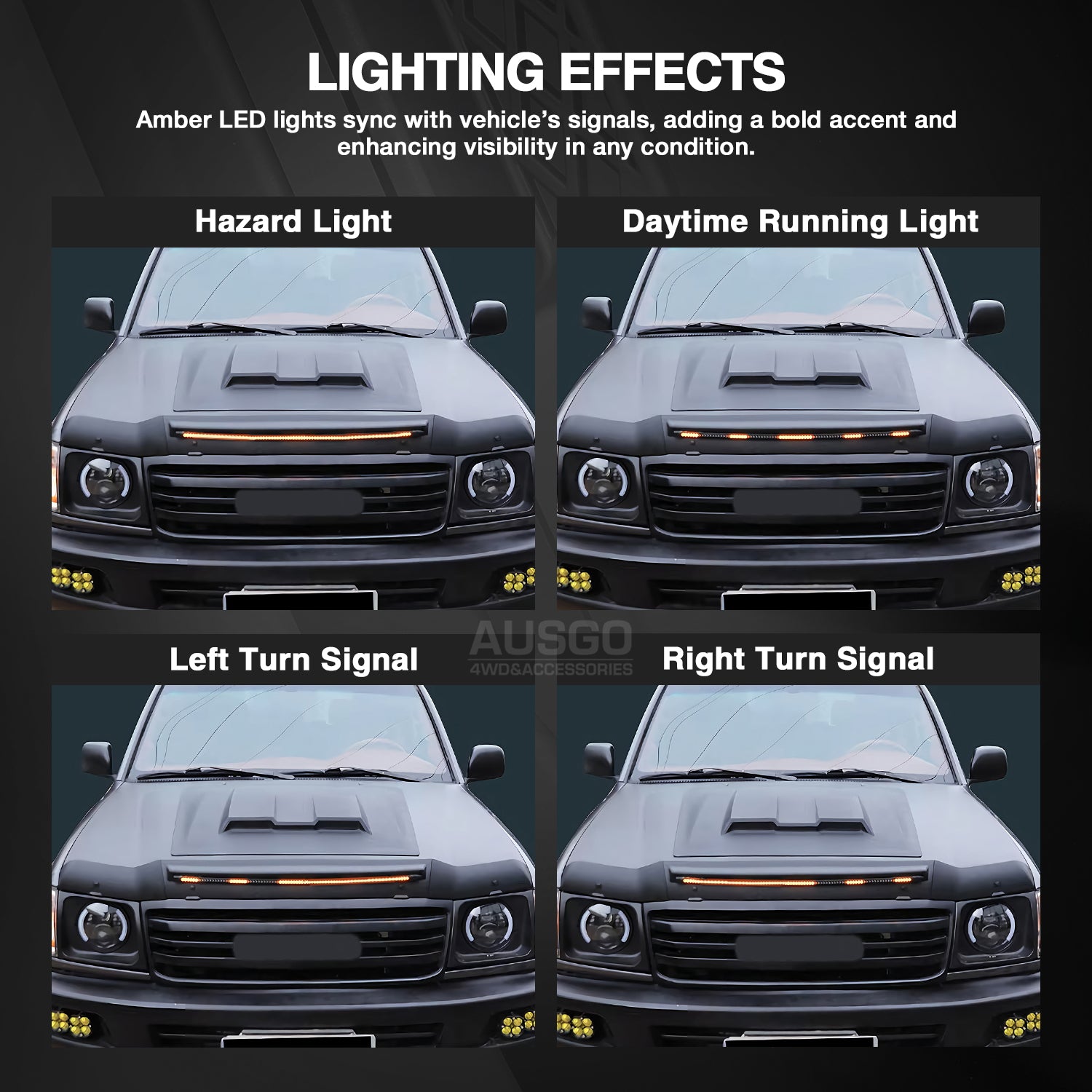 Bonnet Protector with LED Light for Toyota Land Cruiser 70 76 78 79 Series 2007-2023