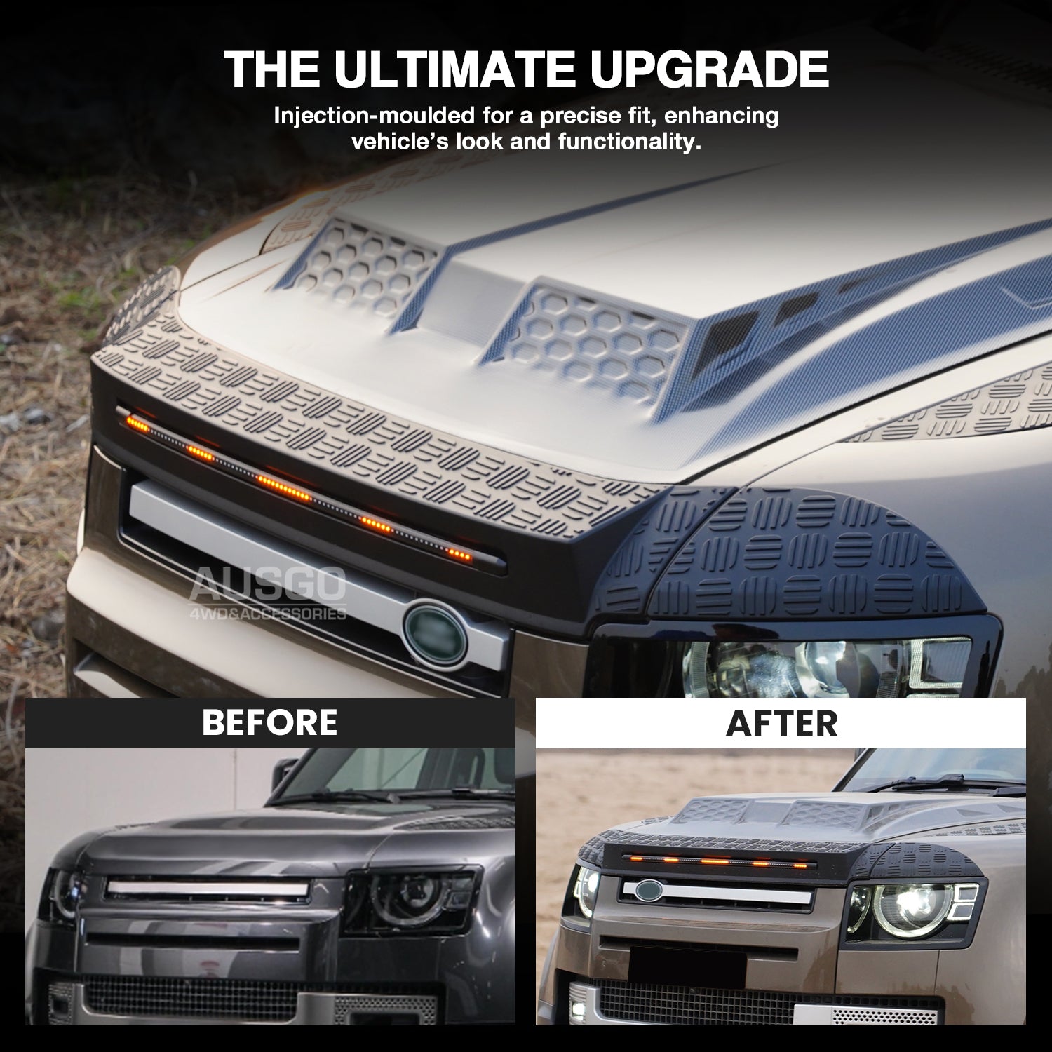 Bonnet Protector with LED Light for Land Rover Defender 2020-Onwards
