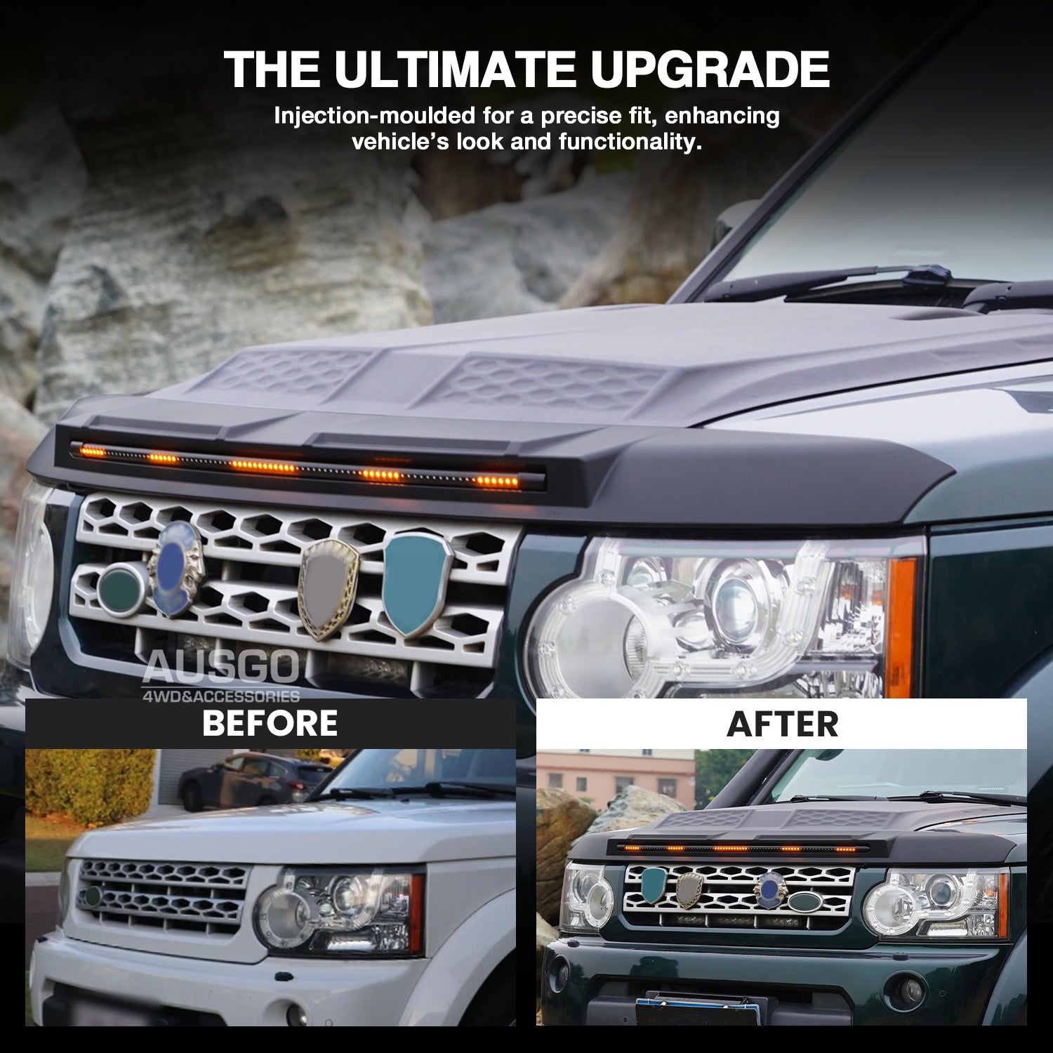 Bonnet Protector with LED Light for Land Rover Discovery 3 4 2004-2016