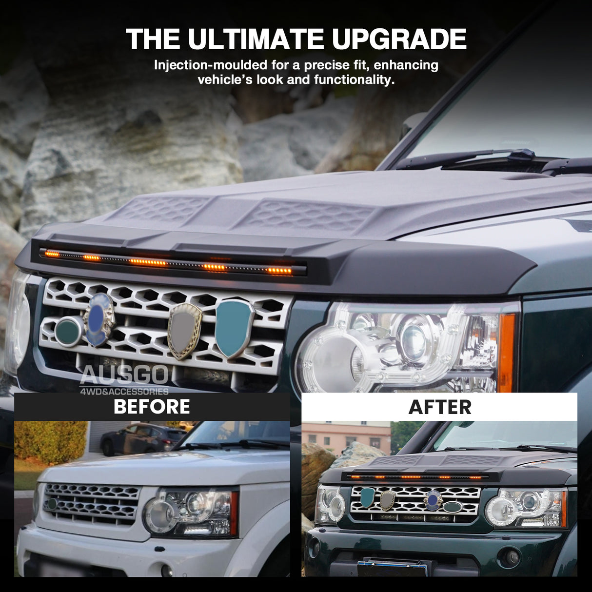 Bonnet Protector with LED Light for Land Rover Discovery 3 4 2004-2016