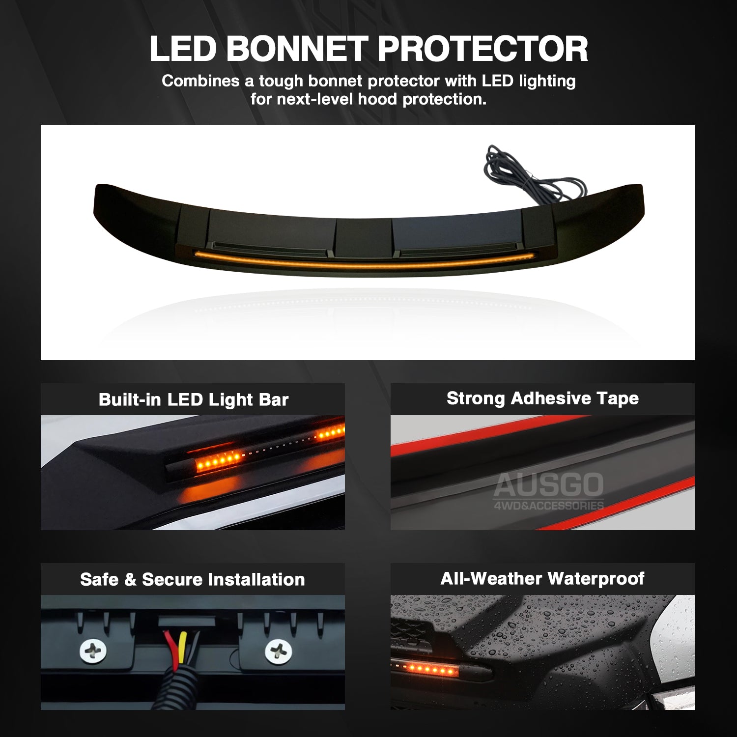 Bonnet Protector with LED Light for Land Rover Discovery 3 4 2004-2016