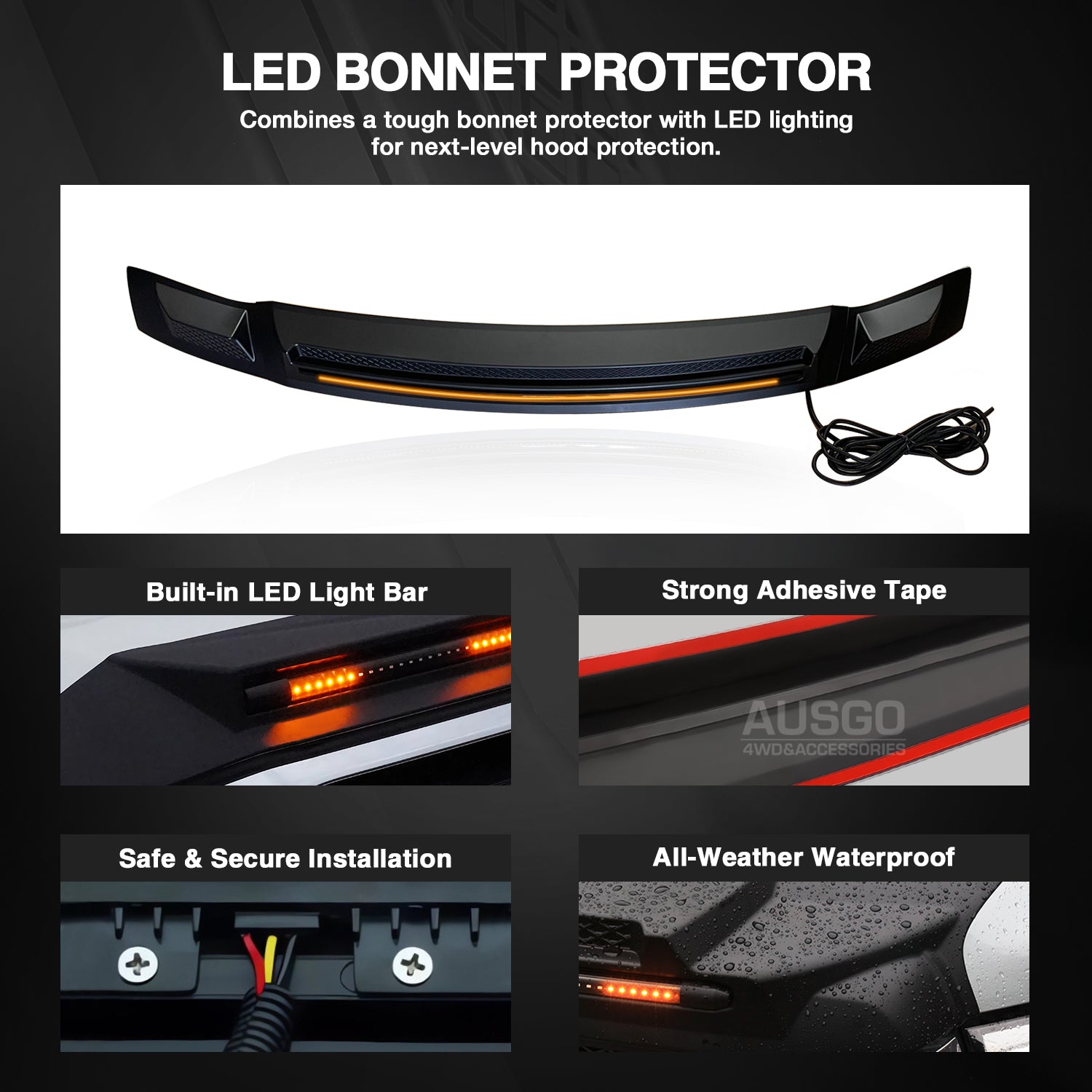 Bonnet Protector with LED Light for Nissan Patrol Y62 2012-2019