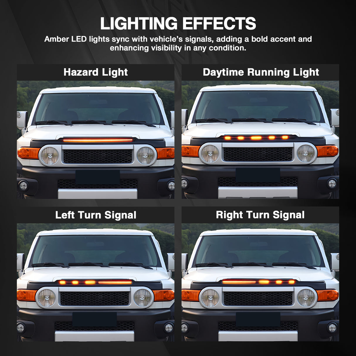 Bonnet Protector with LED Light for Toyota FJ Cruiser 2011-2019