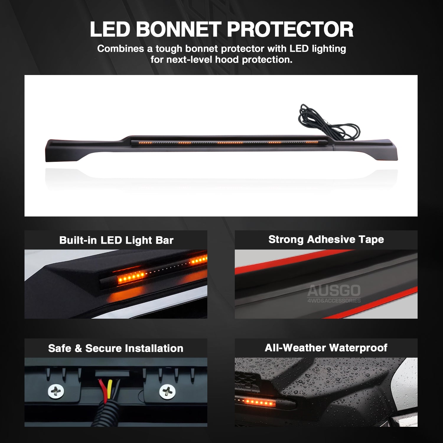 Bonnet Protector with LED Light  for Toyota FJ Cruiser 2011-2019