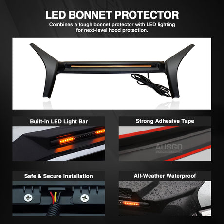 Bonnet Protector with LED Light for Toyota Land Cruiser Prado 120 Series 2003-2009