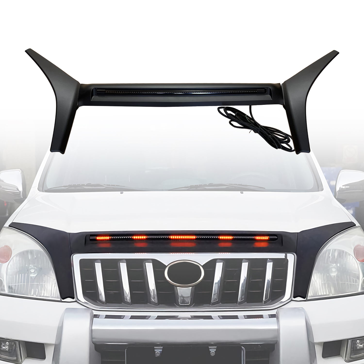 Bonnet Protector with LED Light for Toyota Land Cruiser Prado 120 Series 2003-2009