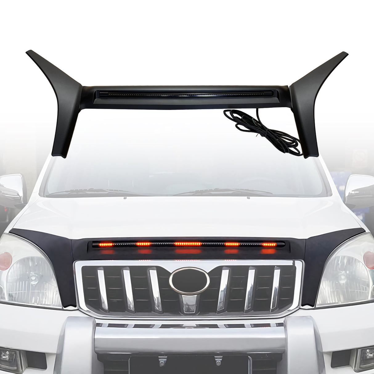Bonnet Protector with LED Light for Toyota Land Cruiser Prado 120 Series 2003-2009