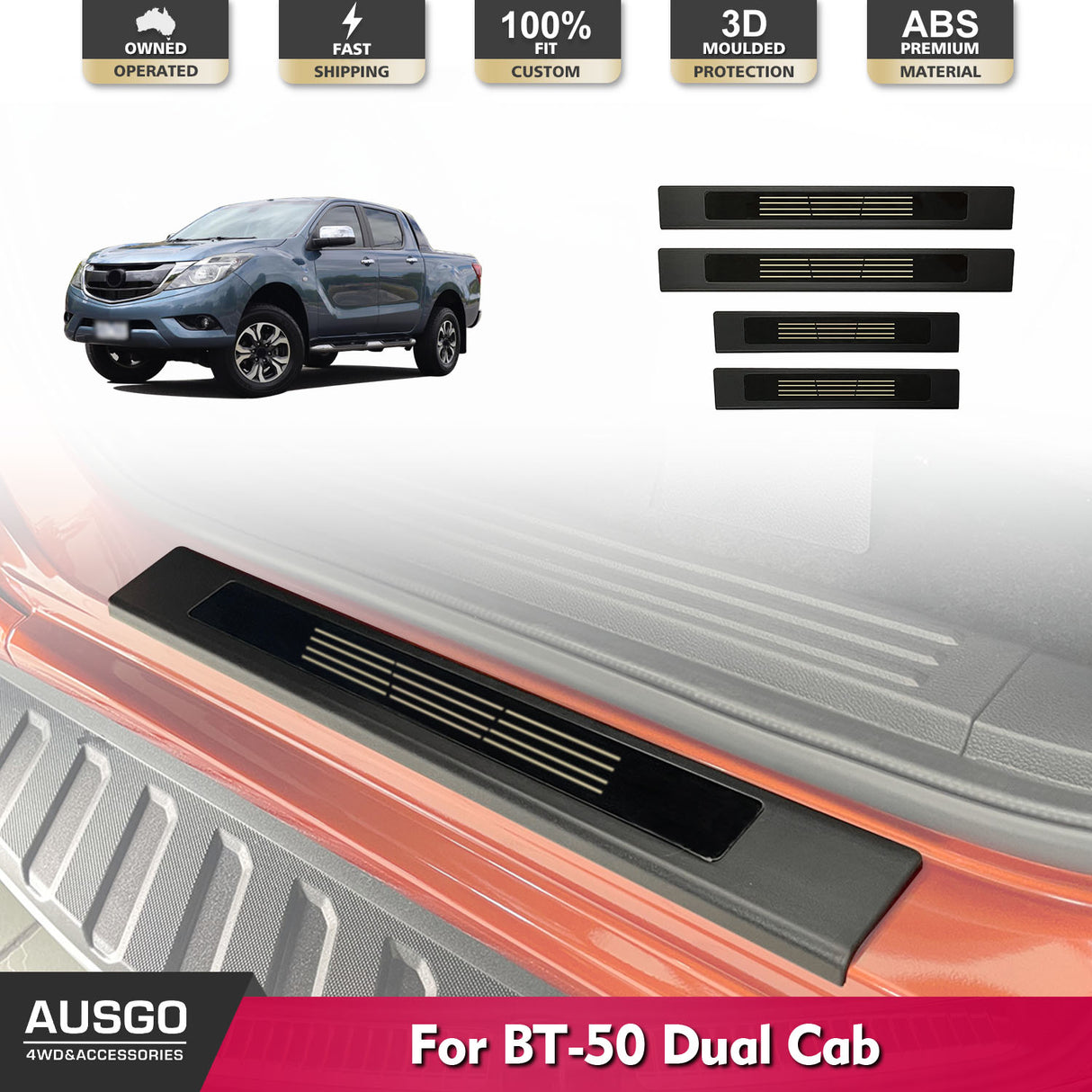 ABS Door Sill Protector for Mazda BT-50 BT50 Dual Cab 2011-2020