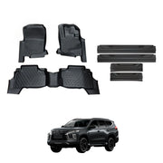 Car Floor Mats + Black Door Sill Protector for Mitsubishi Pajero Sport 2015-Onwards 5 & 7 Seats