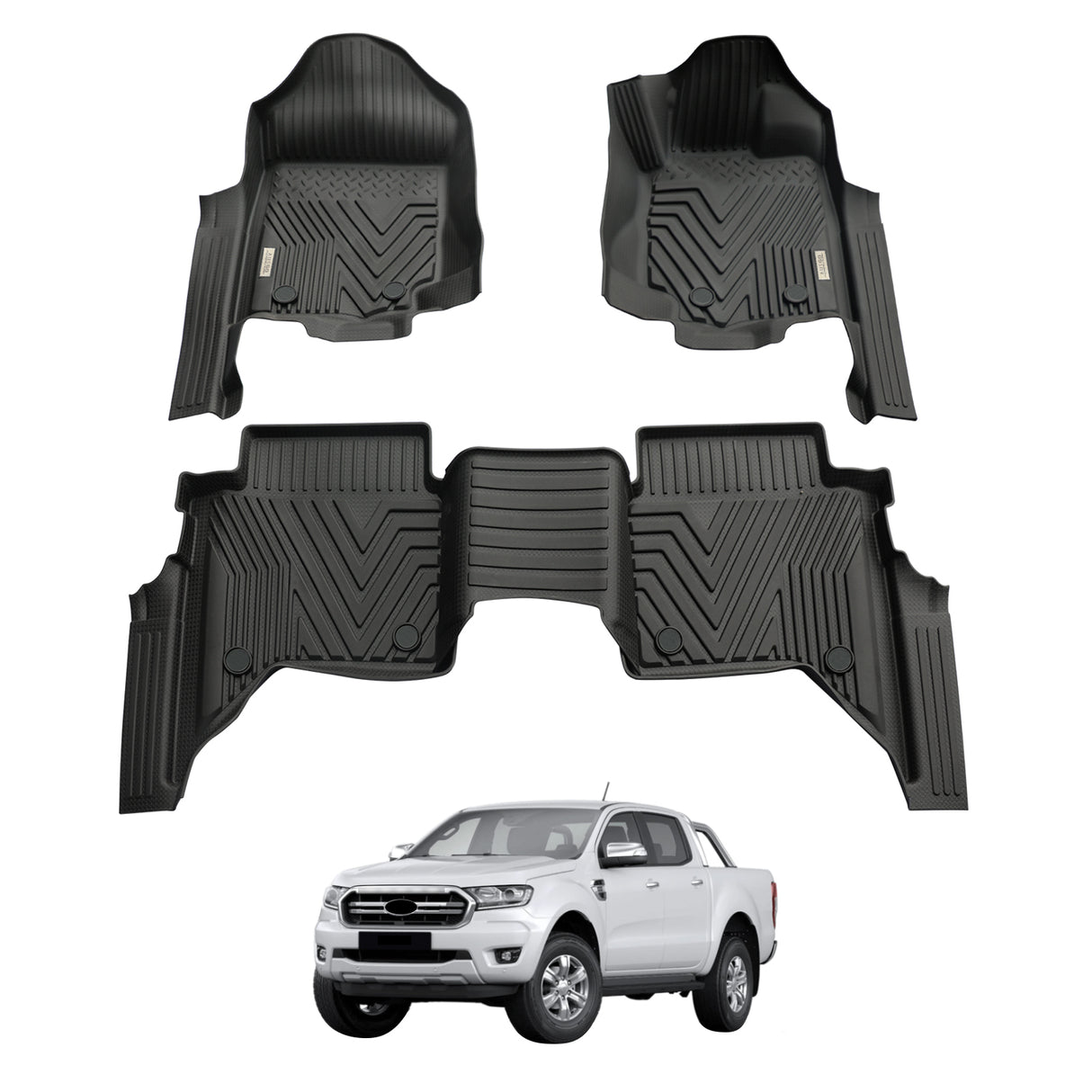 5D Injection Floor Mats for Ford Ranger PX PX2 PX3 Series Dual Cab 2011-2022