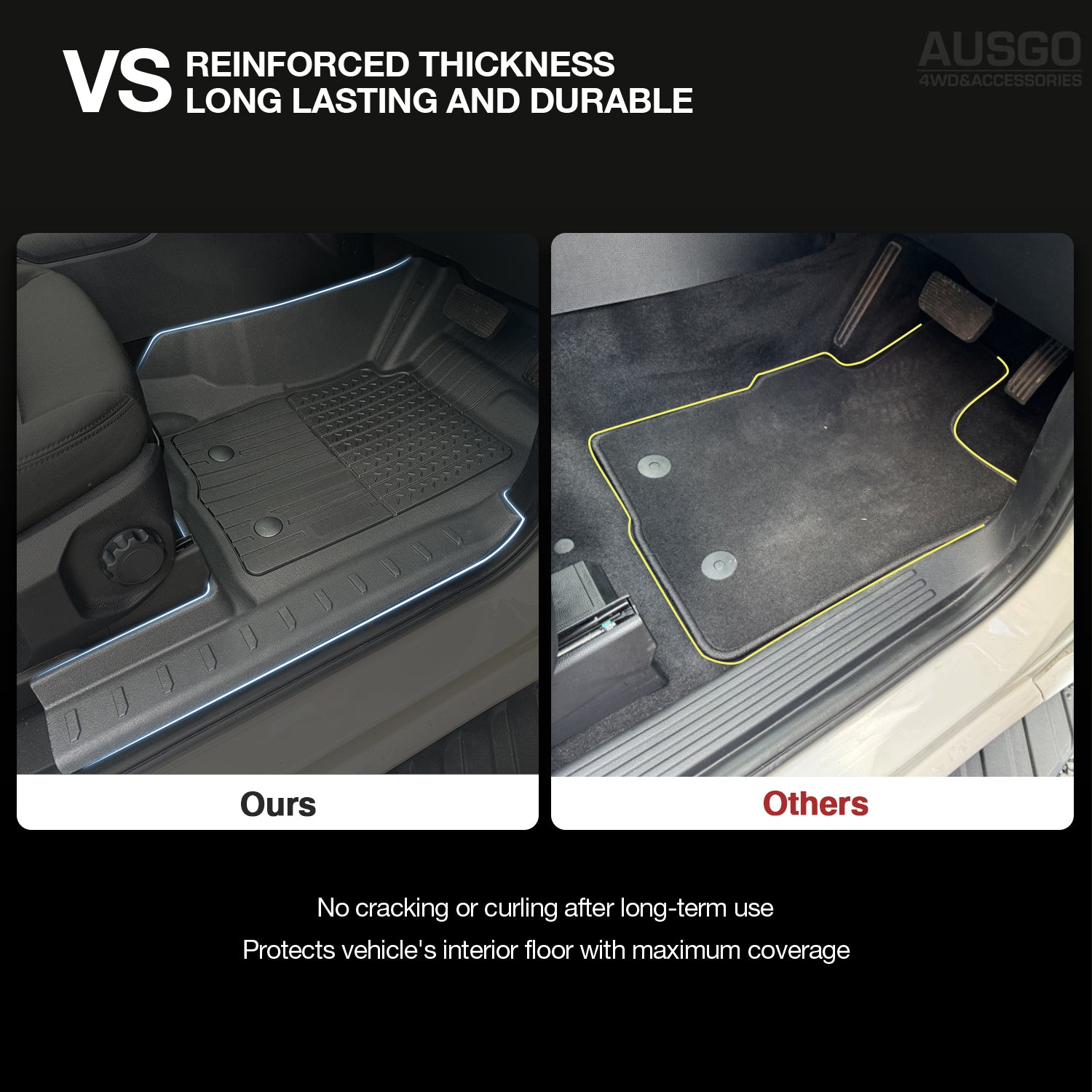 7D Injection Floor Mats + Black Door Sill Protector for Ford Ranger Next-Gen Dual Cab 2022-Onwards