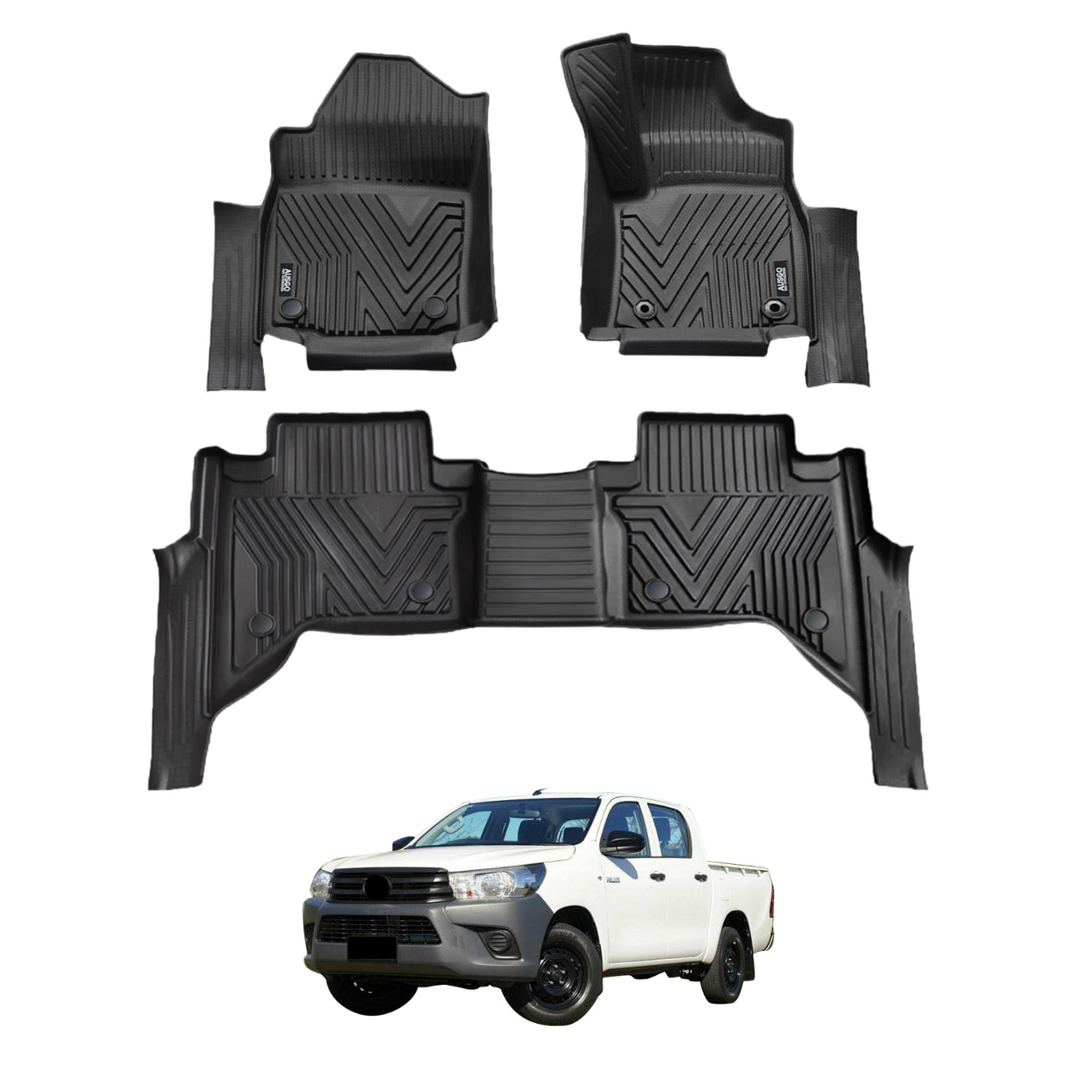 5D Injection Floor Mats for Toyota Hilux Dual Cab 2015-Onwards Auto Trans