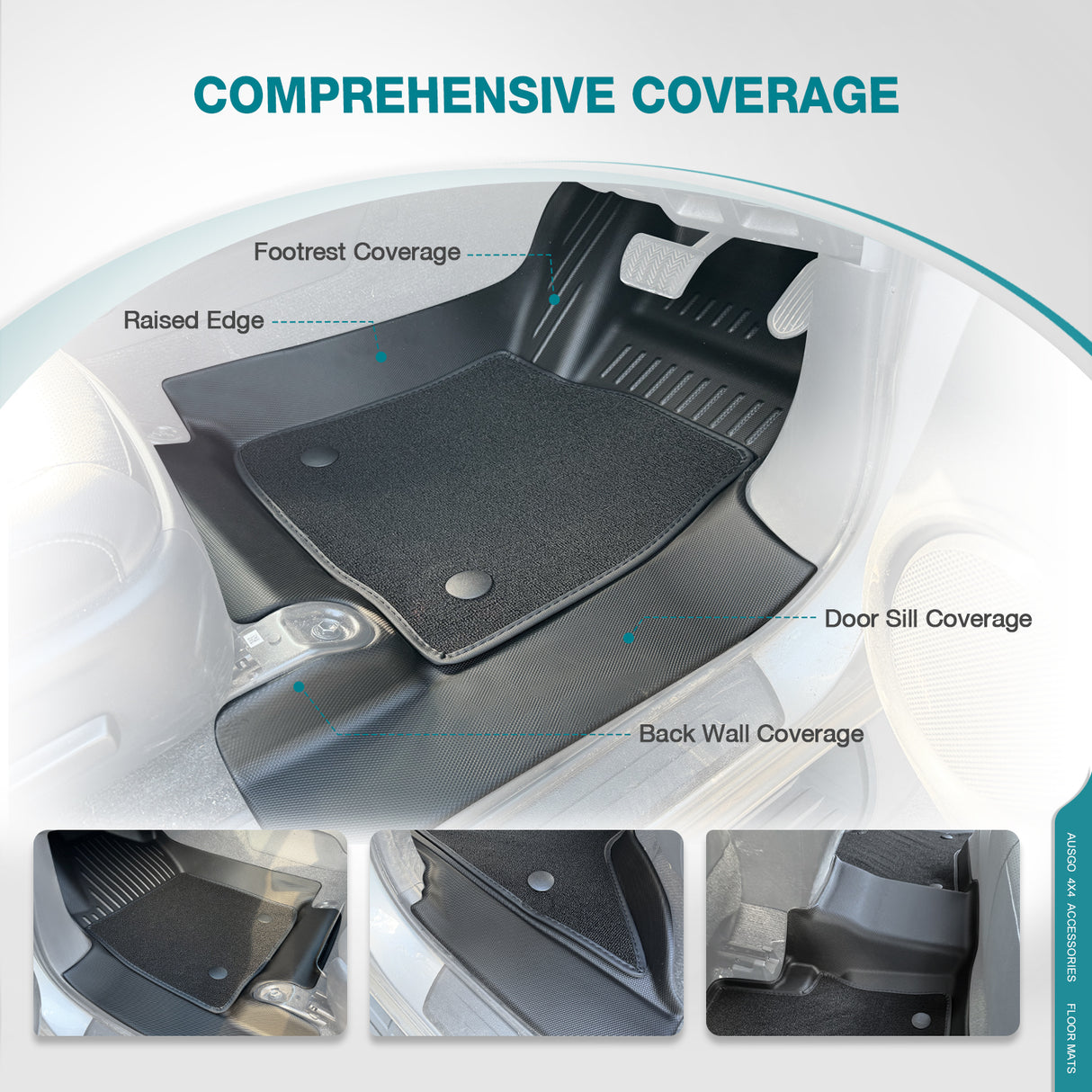 Double-Layer Car Floor Mats for Toyota Hilux Dual Cab 2015-2024 Auto Trans