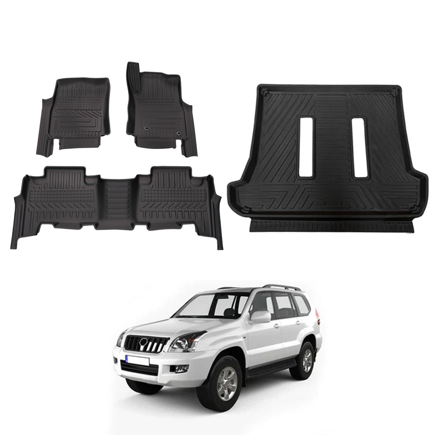 5D Car Floor Mats for Toyota Land Cruiser Prado 120 Series 2003-2009 (Auto Trans)