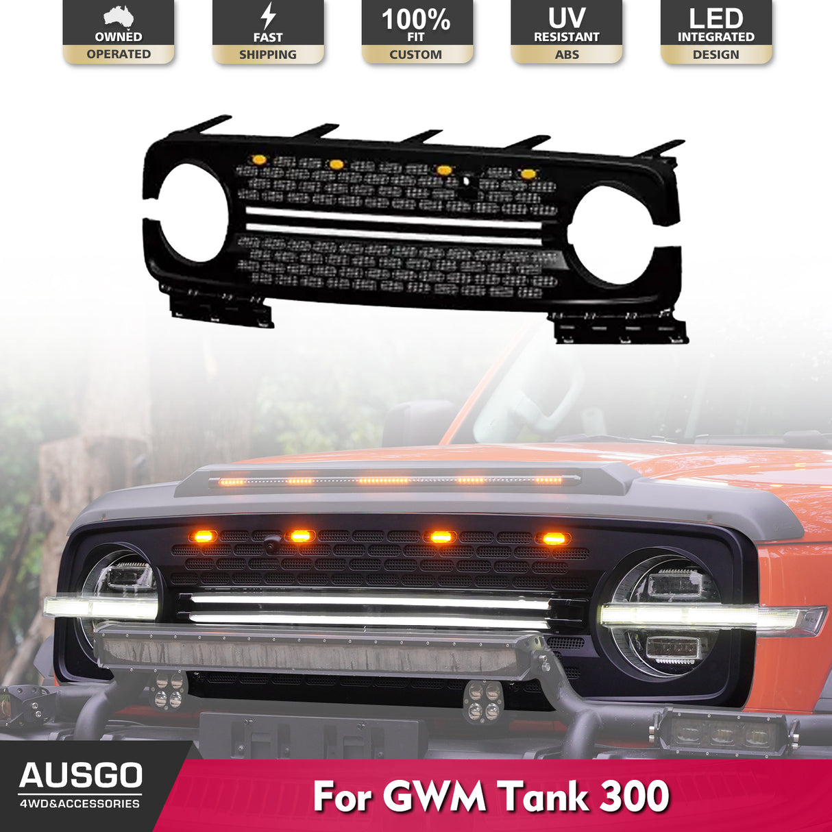 Front Grille with LED Light for GWM Tank 300 2023-Onwards