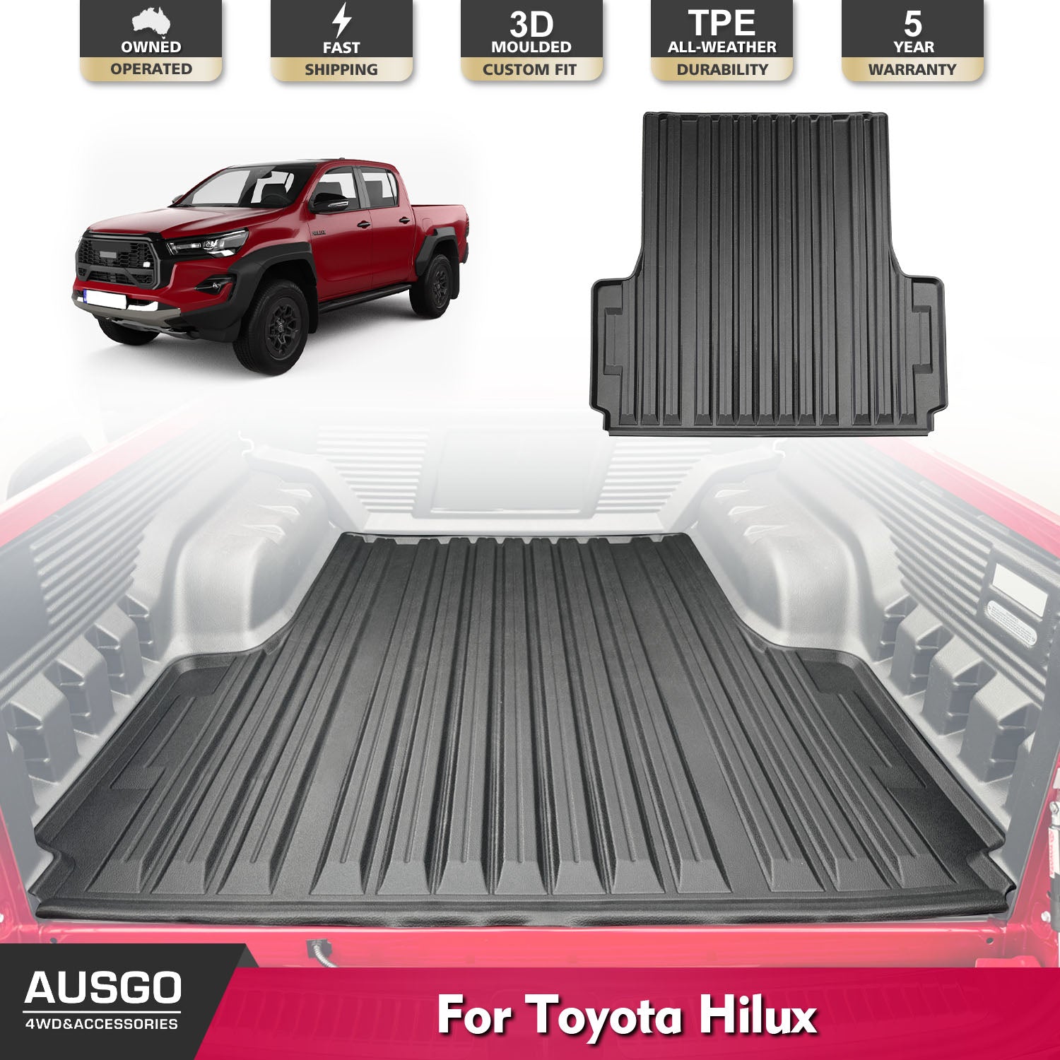 PRE-ORDER Ute Mat for Toyota Hilux Dual Cab GR Sport / Rogue / Rogue 48V 2015-Onwards