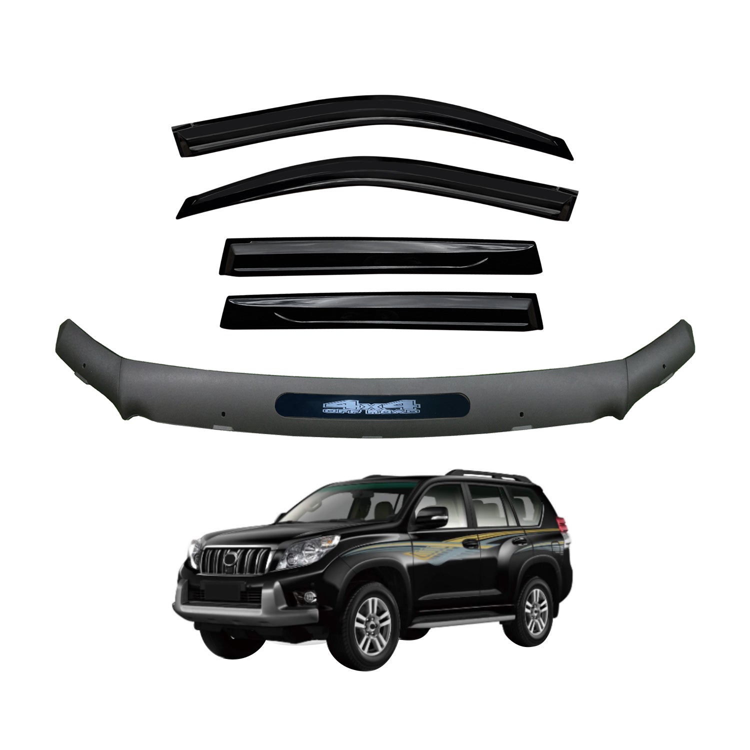 Luxury Weather Shields + Bonnet Protector for Toyota Land Cruiser Prado 150 Series 2013-2017