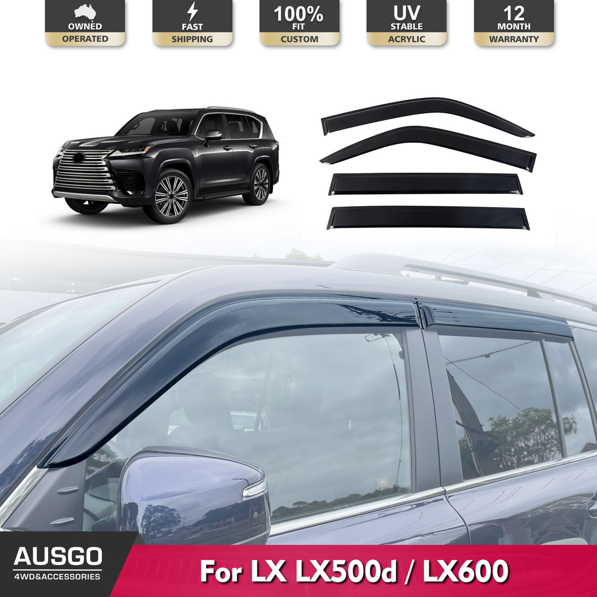 Luxury Weather Shields for LEXUS LX Series LX500d LX600 2021-Onwards