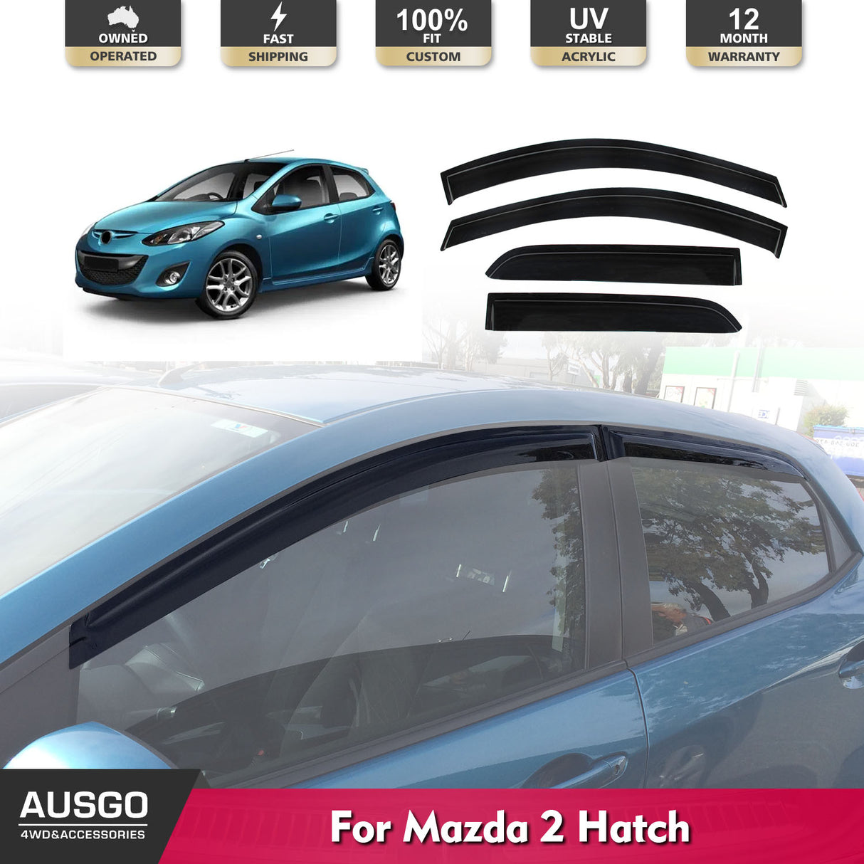 Weather Shields for Mazda 2 DE Series Hatch 2007-2014