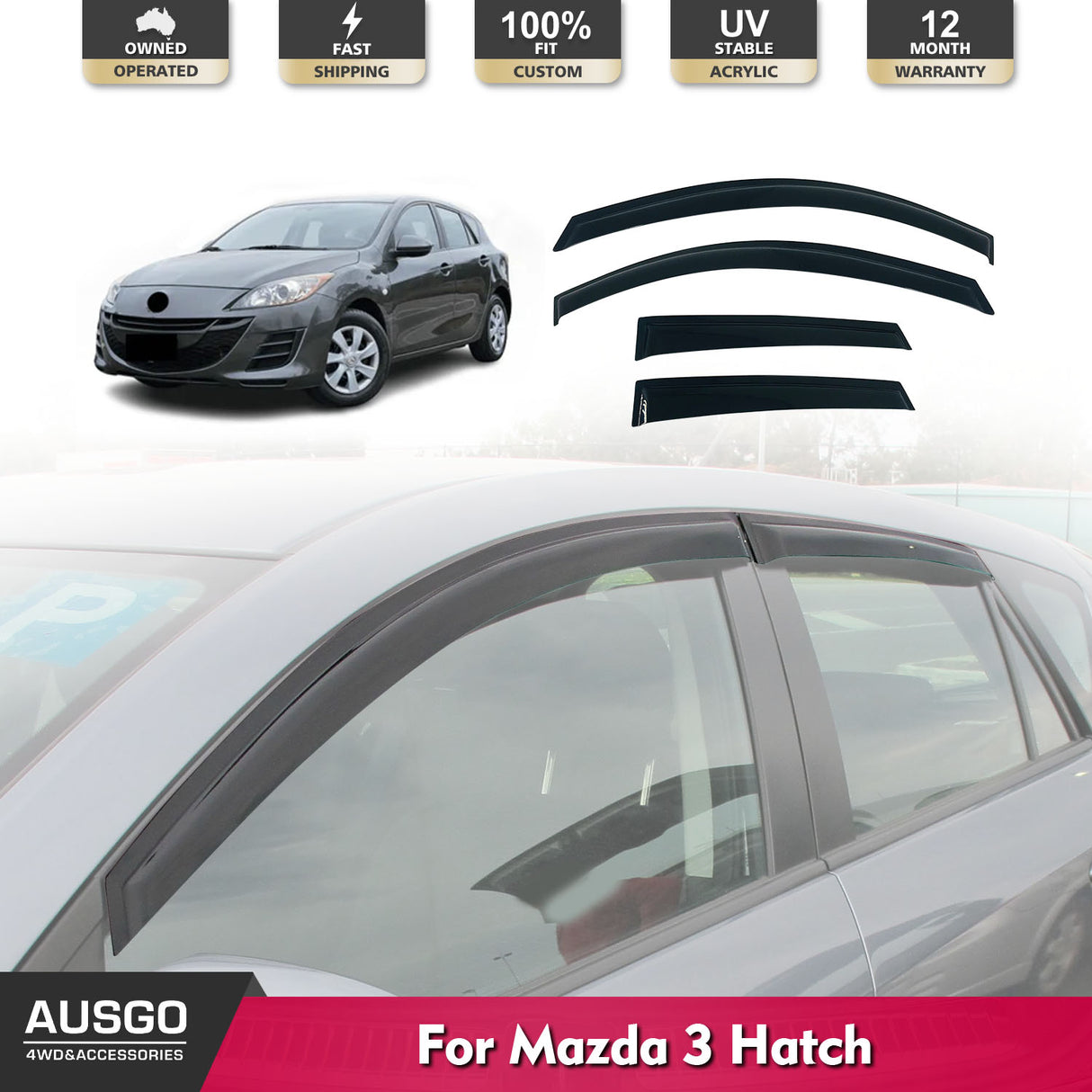 Weather Shields for Mazda 3 BL Series Hatch 5dr 2009-2013