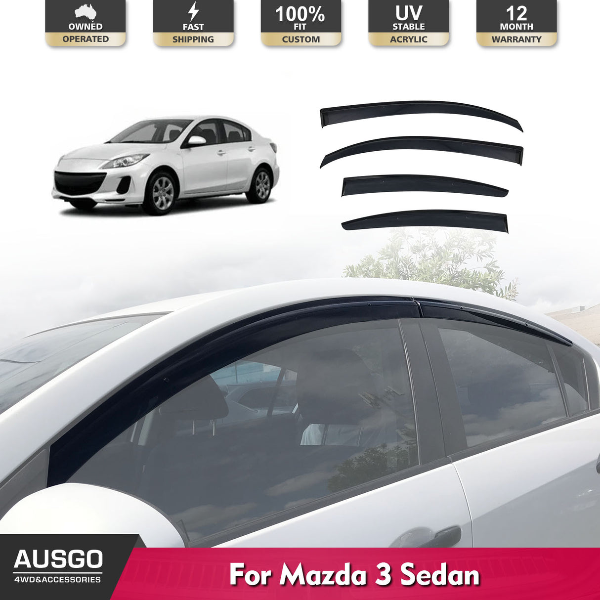 Injection Weather Shields for Mazda 3 BL Series Sedan 2009-2013