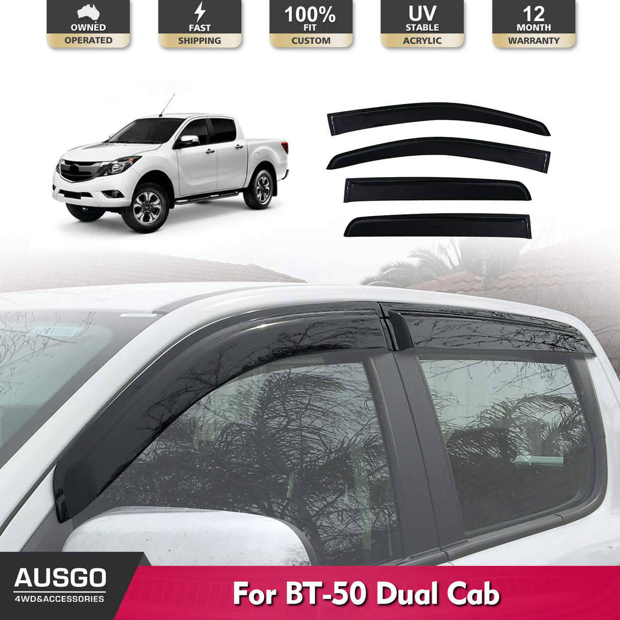 Injection Weather Shields for Mazda BT-50 BT50 Dual Cab 2011-2020