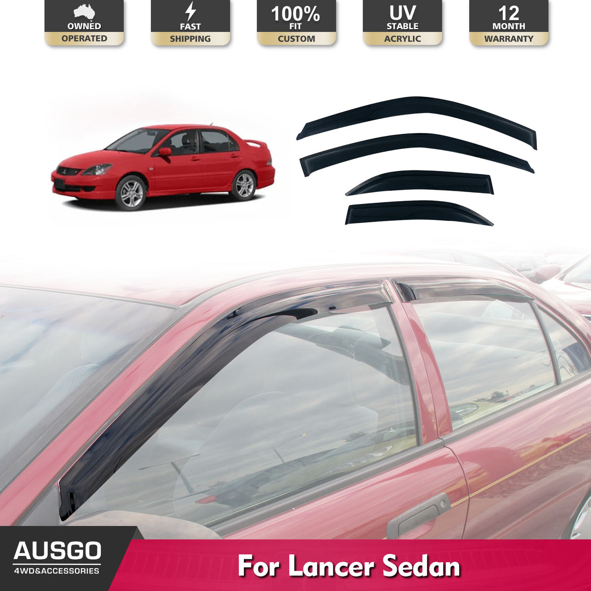 Weather Shields for Mitsubishi Lancer Sedan 1996-2003