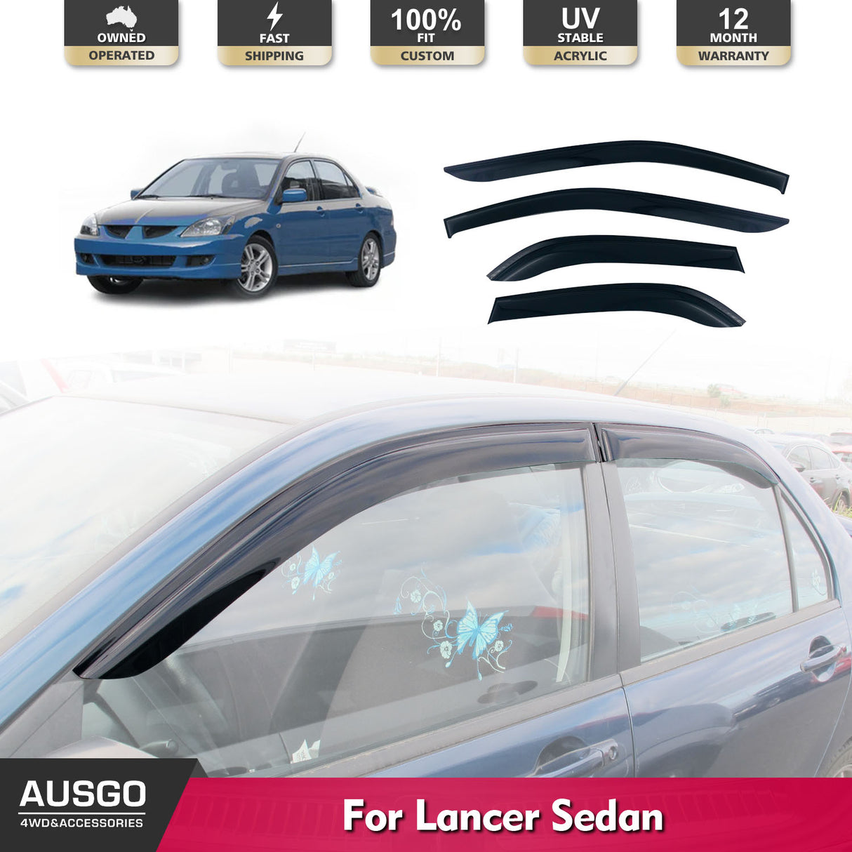 Weather Shields for Mitsubishi Lancer Sedan 2003-2007