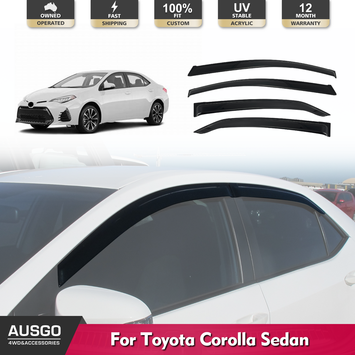 Luxury Weather Shields for Toyota Corolla Sedan 2013-2019